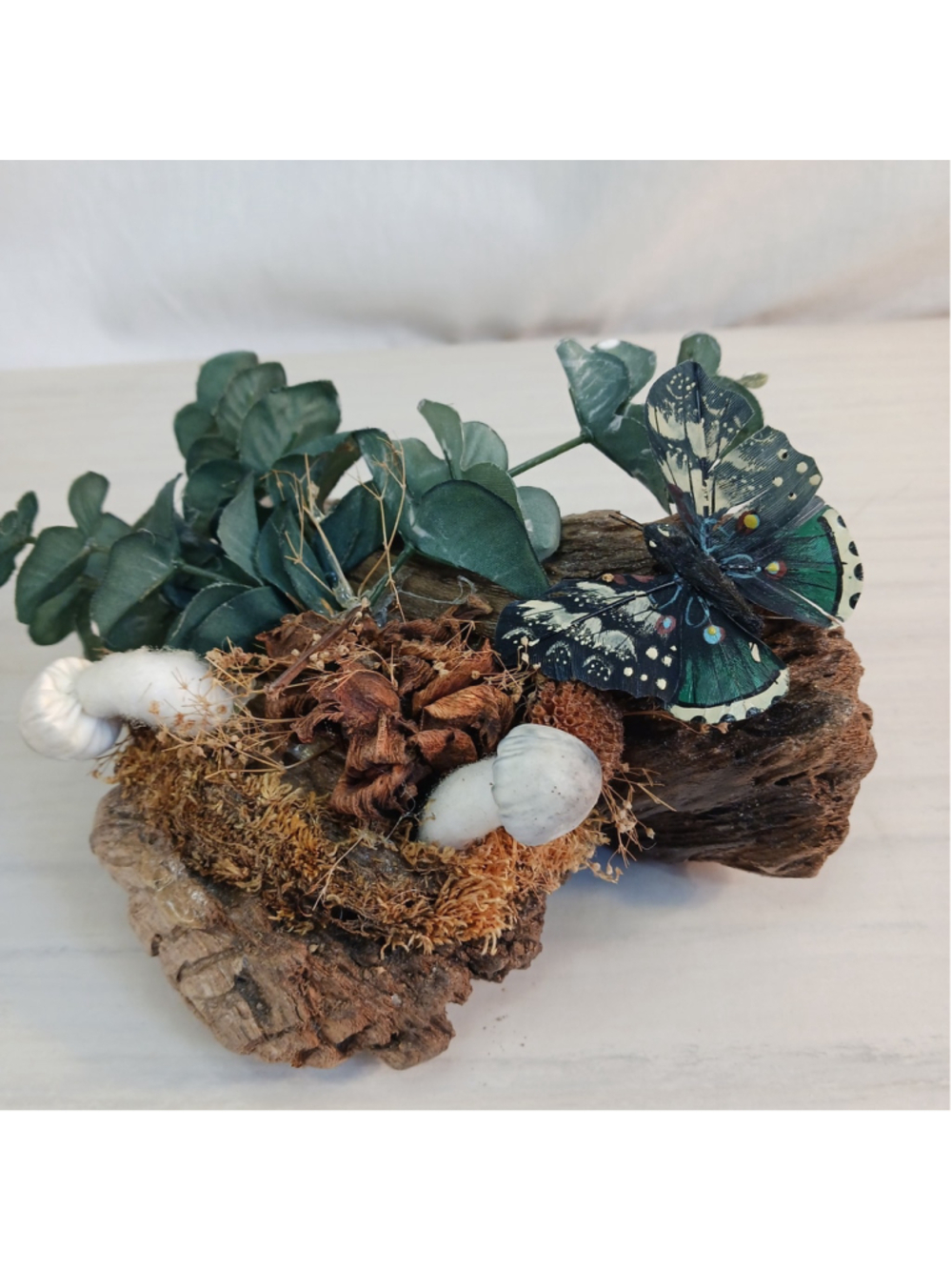 VTG Cottagecore Wood Witch Mushroom Butterfly Decoration Handmade Whimsigoth